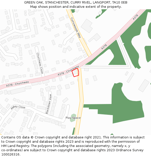 GREEN OAK, STANCHESTER, CURRY RIVEL, LANGPORT, TA10 0EB: Location map and indicative extent of plot