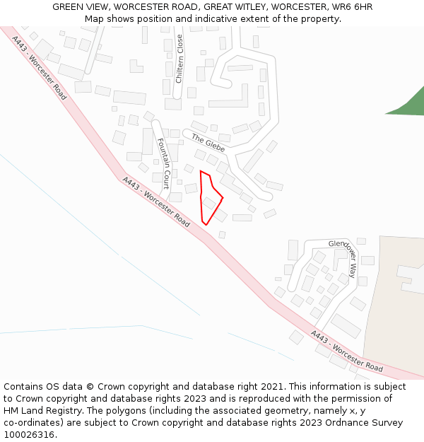 GREEN VIEW, WORCESTER ROAD, GREAT WITLEY, WORCESTER, WR6 6HR: Location map and indicative extent of plot