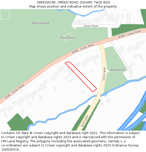 GREENACRE, GREEN ROAD, EGHAM, TW20 8QN: Location map and indicative extent of plot