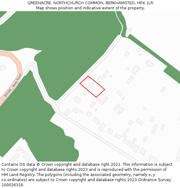 GREENACRE, NORTHCHURCH COMMON, BERKHAMSTED, HP4 1LR: Location map and indicative extent of plot
