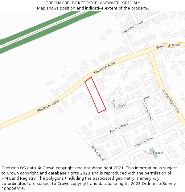 GREENACRE, PICKET PIECE, ANDOVER, SP11 6LY: Location map and indicative extent of plot