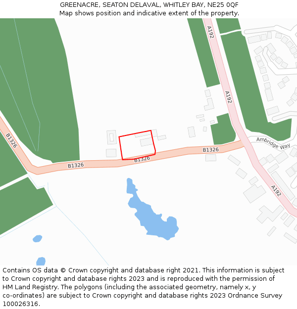 GREENACRE, SEATON DELAVAL, WHITLEY BAY, NE25 0QF: Location map and indicative extent of plot