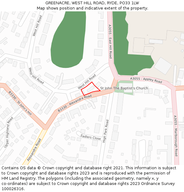 GREENACRE, WEST HILL ROAD, RYDE, PO33 1LW: Location map and indicative extent of plot