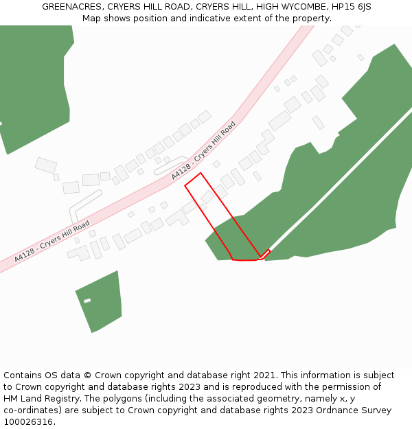 GREENACRES, CRYERS HILL ROAD, CRYERS HILL, HIGH WYCOMBE, HP15 6JS: Location map and indicative extent of plot