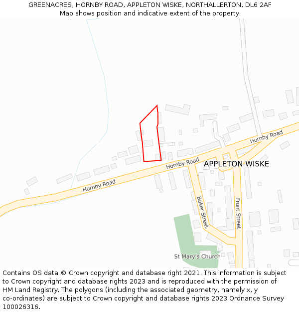 GREENACRES, HORNBY ROAD, APPLETON WISKE, NORTHALLERTON, DL6 2AF: Location map and indicative extent of plot