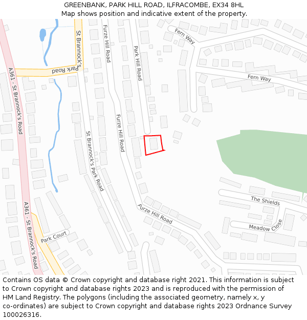 GREENBANK, PARK HILL ROAD, ILFRACOMBE, EX34 8HL: Location map and indicative extent of plot