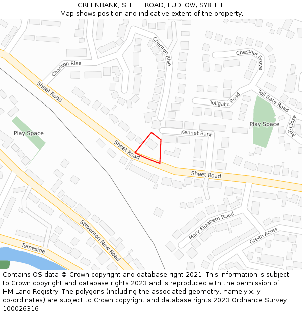 GREENBANK, SHEET ROAD, LUDLOW, SY8 1LH: Location map and indicative extent of plot