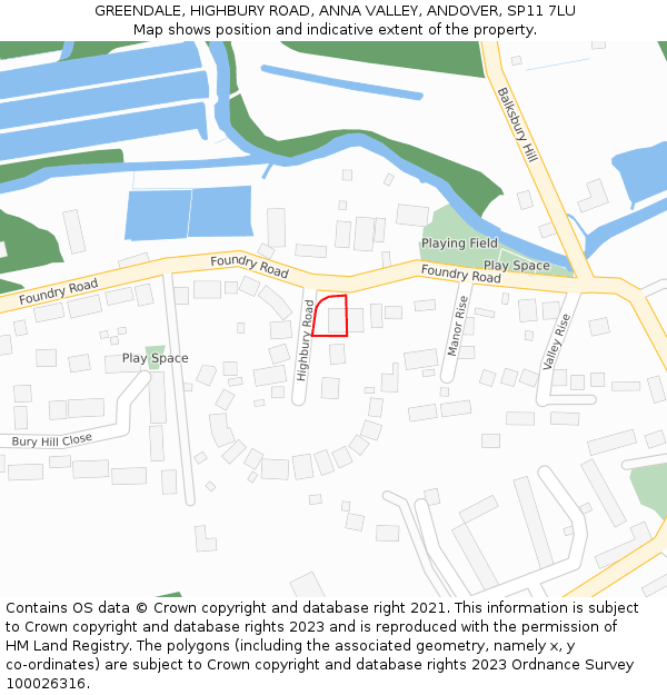 GREENDALE, HIGHBURY ROAD, ANNA VALLEY, ANDOVER, SP11 7LU: Location map and indicative extent of plot