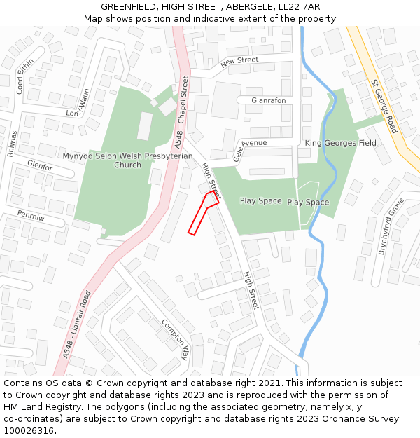 GREENFIELD, HIGH STREET, ABERGELE, LL22 7AR: Location map and indicative extent of plot