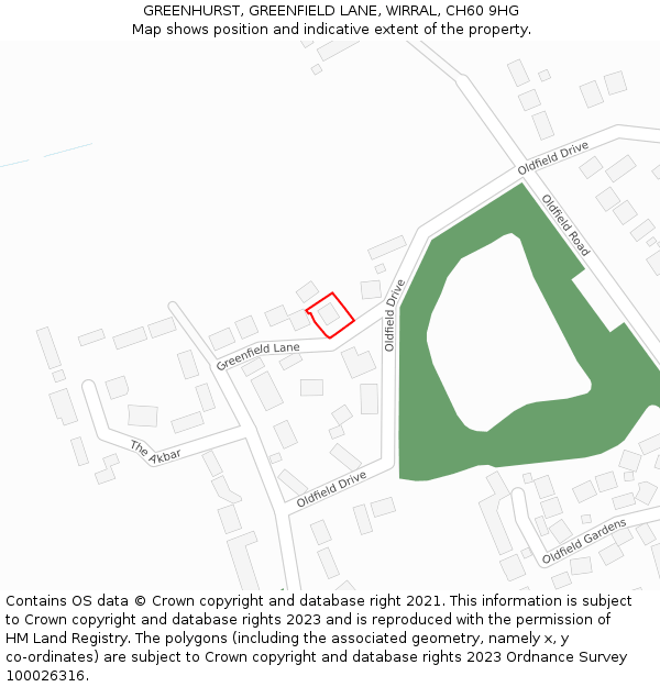 GREENHURST, GREENFIELD LANE, WIRRAL, CH60 9HG: Location map and indicative extent of plot
