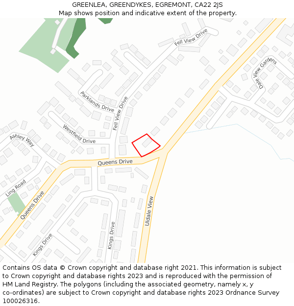 GREENLEA, GREENDYKES, EGREMONT, CA22 2JS: Location map and indicative extent of plot