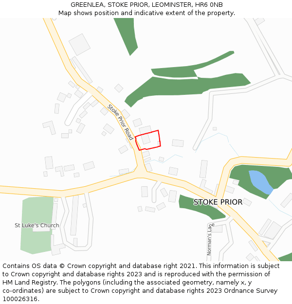 GREENLEA, STOKE PRIOR, LEOMINSTER, HR6 0NB: Location map and indicative extent of plot