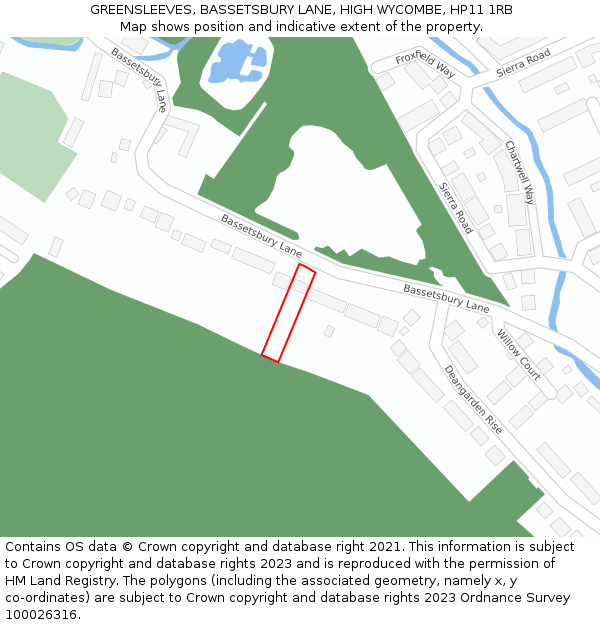 GREENSLEEVES, BASSETSBURY LANE, HIGH WYCOMBE, HP11 1RB: Location map and indicative extent of plot