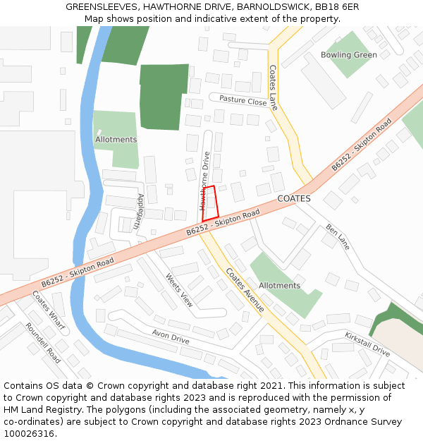 GREENSLEEVES, HAWTHORNE DRIVE, BARNOLDSWICK, BB18 6ER: Location map and indicative extent of plot