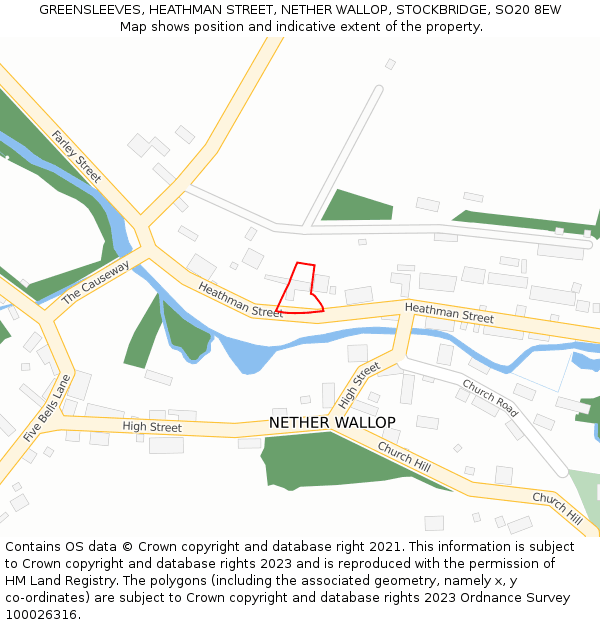 GREENSLEEVES, HEATHMAN STREET, NETHER WALLOP, STOCKBRIDGE, SO20 8EW: Location map and indicative extent of plot