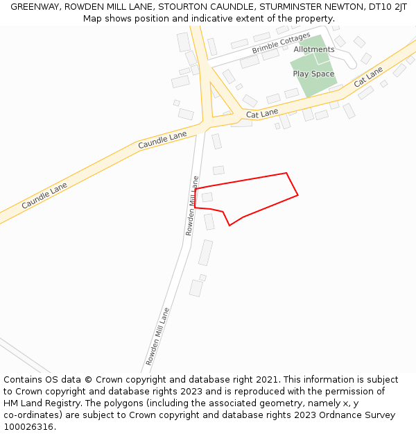 GREENWAY, ROWDEN MILL LANE, STOURTON CAUNDLE, STURMINSTER NEWTON, DT10 2JT: Location map and indicative extent of plot