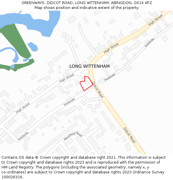 GREENWAYS, DIDCOT ROAD, LONG WITTENHAM, ABINGDON, OX14 4PZ: Location map and indicative extent of plot