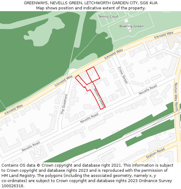 GREENWAYS, NEVELLS GREEN, LETCHWORTH GARDEN CITY, SG6 4UA: Location map and indicative extent of plot