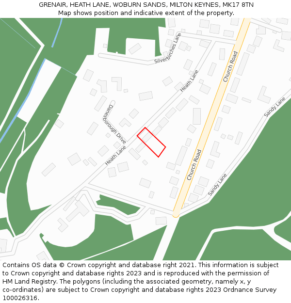 GRENAIR, HEATH LANE, WOBURN SANDS, MILTON KEYNES, MK17 8TN: Location map and indicative extent of plot