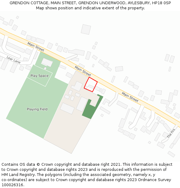 GRENDON COTTAGE, MAIN STREET, GRENDON UNDERWOOD, AYLESBURY, HP18 0SP: Location map and indicative extent of plot