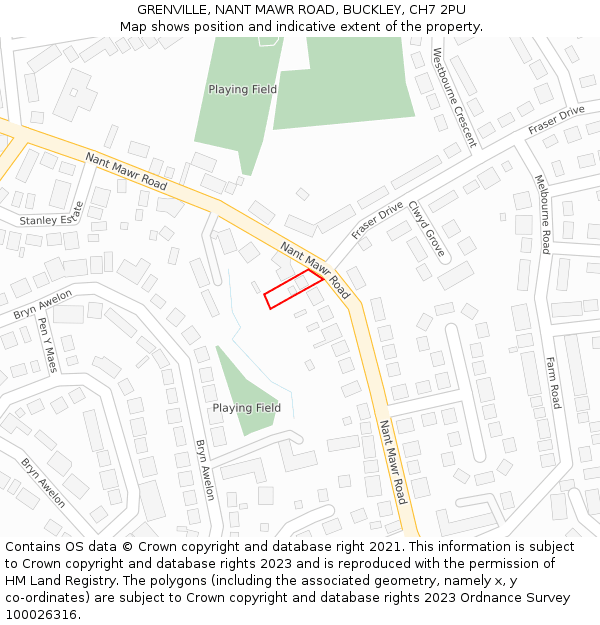 GRENVILLE, NANT MAWR ROAD, BUCKLEY, CH7 2PU: Location map and indicative extent of plot