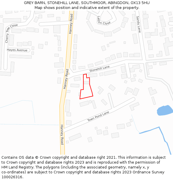 GREY BARN, STONEHILL LANE, SOUTHMOOR, ABINGDON, OX13 5HU: Location map and indicative extent of plot