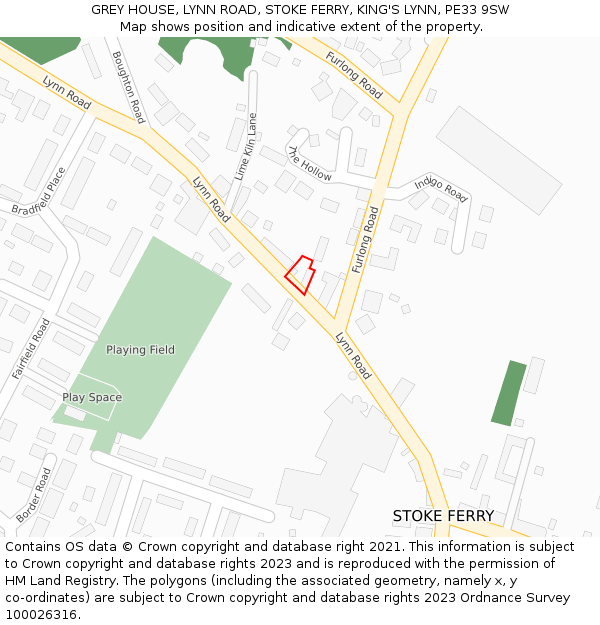 GREY HOUSE, LYNN ROAD, STOKE FERRY, KING'S LYNN, PE33 9SW: Location map and indicative extent of plot
