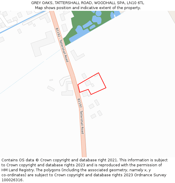 GREY OAKS, TATTERSHALL ROAD, WOODHALL SPA, LN10 6TL: Location map and indicative extent of plot