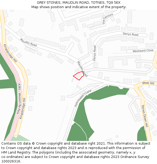 GREY STONES, MAUDLIN ROAD, TOTNES, TQ9 5EX: Location map and indicative extent of plot