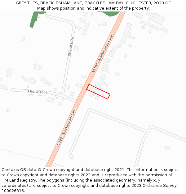 GREY TILES, BRACKLESHAM LANE, BRACKLESHAM BAY, CHICHESTER, PO20 8JF: Location map and indicative extent of plot