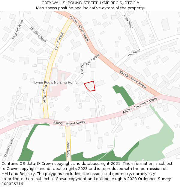 GREY WALLS, POUND STREET, LYME REGIS, DT7 3JA: Location map and indicative extent of plot