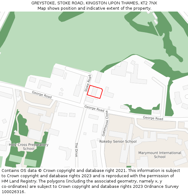 GREYSTOKE, STOKE ROAD, KINGSTON UPON THAMES, KT2 7NX: Location map and indicative extent of plot