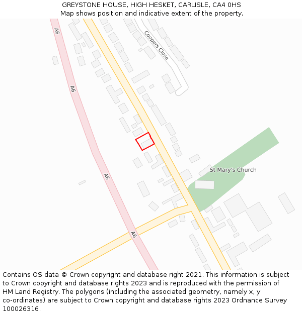 GREYSTONE HOUSE, HIGH HESKET, CARLISLE, CA4 0HS: Location map and indicative extent of plot