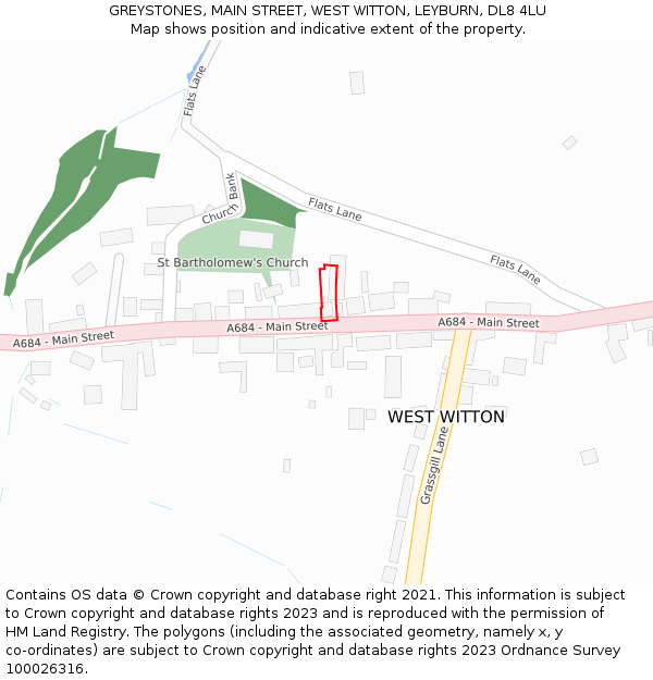 GREYSTONES, MAIN STREET, WEST WITTON, LEYBURN, DL8 4LU: Location map and indicative extent of plot