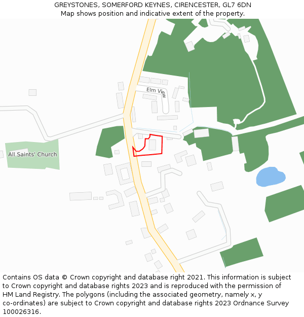 GREYSTONES, SOMERFORD KEYNES, CIRENCESTER, GL7 6DN: Location map and indicative extent of plot