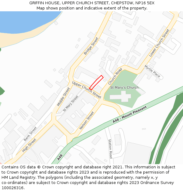 GRIFFIN HOUSE, UPPER CHURCH STREET, CHEPSTOW, NP16 5EX: Location map and indicative extent of plot