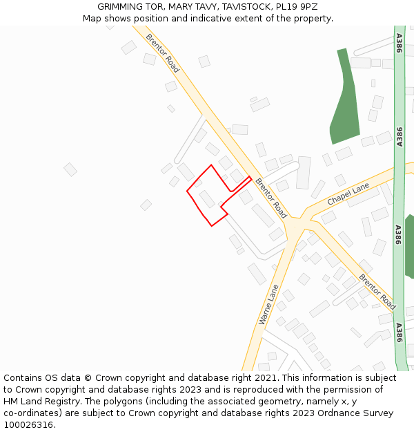 GRIMMING TOR, MARY TAVY, TAVISTOCK, PL19 9PZ: Location map and indicative extent of plot