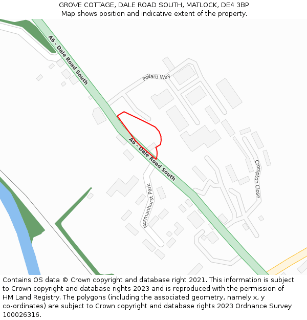 GROVE COTTAGE, DALE ROAD SOUTH, MATLOCK, DE4 3BP: Location map and indicative extent of plot