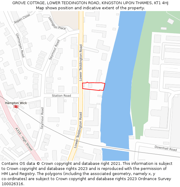 GROVE COTTAGE, LOWER TEDDINGTON ROAD, KINGSTON UPON THAMES, KT1 4HJ: Location map and indicative extent of plot