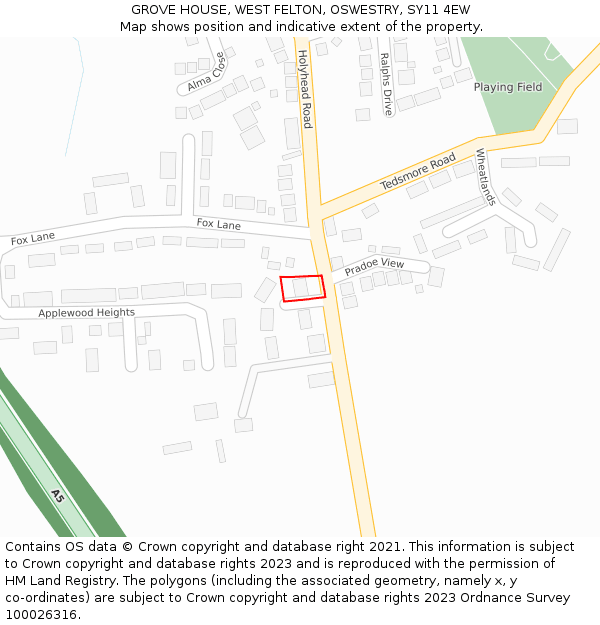 GROVE HOUSE, WEST FELTON, OSWESTRY, SY11 4EW: Location map and indicative extent of plot