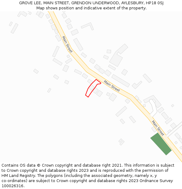 GROVE LEE, MAIN STREET, GRENDON UNDERWOOD, AYLESBURY, HP18 0SJ: Location map and indicative extent of plot