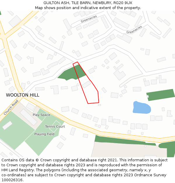 GUILTON ASH, TILE BARN, NEWBURY, RG20 9UX: Location map and indicative extent of plot