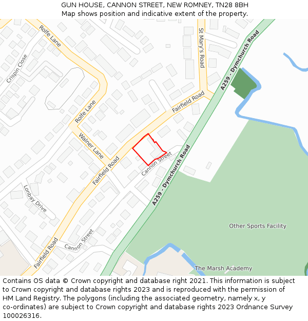 GUN HOUSE, CANNON STREET, NEW ROMNEY, TN28 8BH: Location map and indicative extent of plot