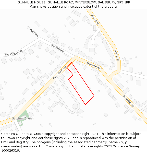 GUNVILLE HOUSE, GUNVILLE ROAD, WINTERSLOW, SALISBURY, SP5 1PP: Location map and indicative extent of plot