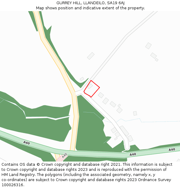 GURREY HILL, LLANDEILO, SA19 6AJ: Location map and indicative extent of plot