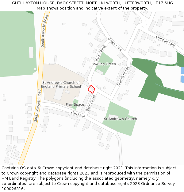 GUTHLAXTON HOUSE, BACK STREET, NORTH KILWORTH, LUTTERWORTH, LE17 6HG: Location map and indicative extent of plot