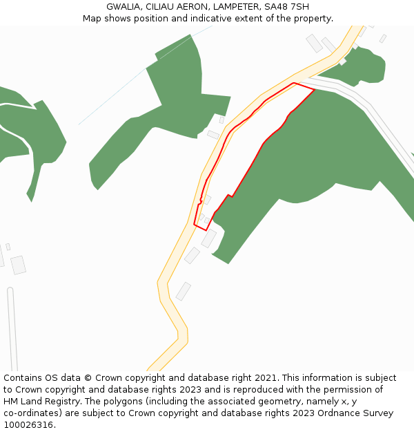 GWALIA, CILIAU AERON, LAMPETER, SA48 7SH: Location map and indicative extent of plot