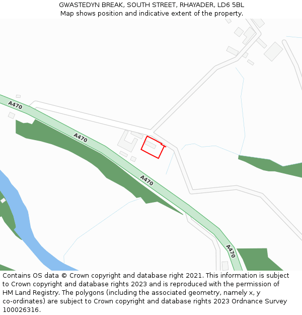 GWASTEDYN BREAK, SOUTH STREET, RHAYADER, LD6 5BL: Location map and indicative extent of plot