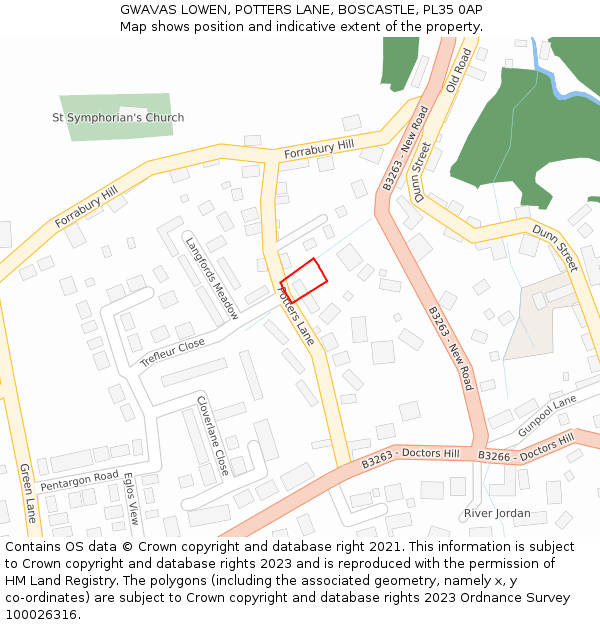 GWAVAS LOWEN, POTTERS LANE, BOSCASTLE, PL35 0AP: Location map and indicative extent of plot