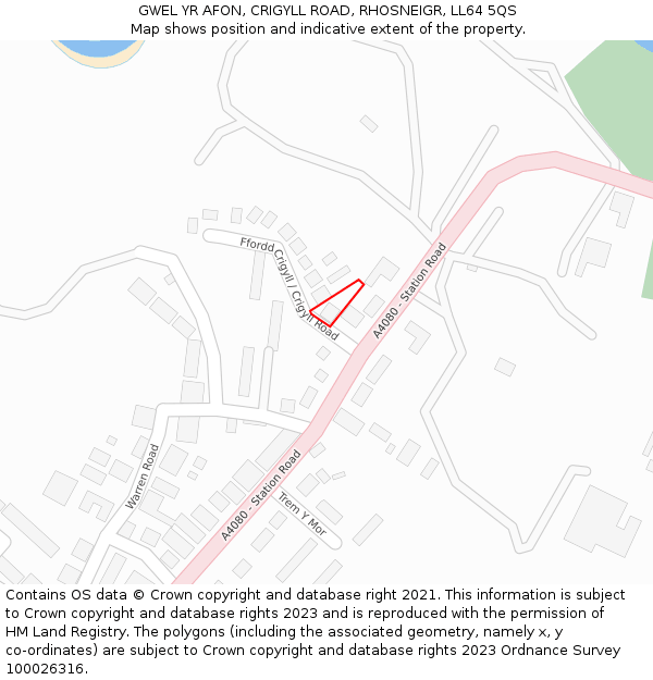 GWEL YR AFON, CRIGYLL ROAD, RHOSNEIGR, LL64 5QS: Location map and indicative extent of plot